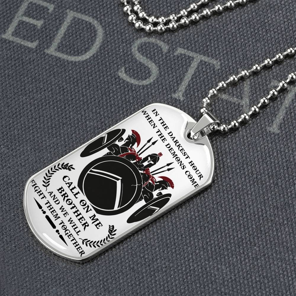 Spartan Brother Dog Tag Chain Spartan Knight Warrior Gifts From Brother