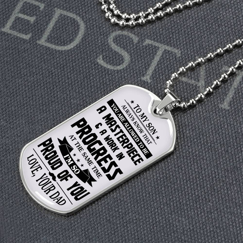 Father And Son Jewelry, To My Son Dog Tag From Dad Proud Of You