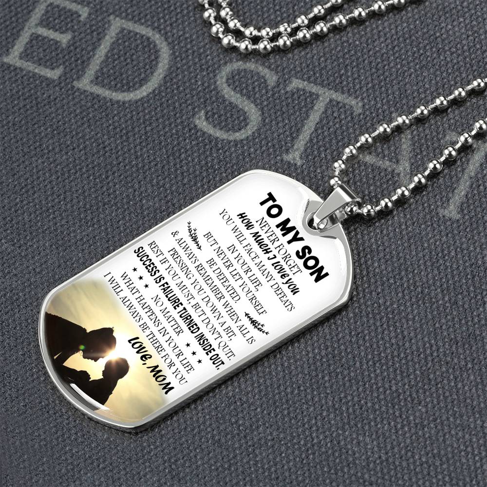 Mom And Son GIft Jewelry, To My Son Dog Tag From Mom Chain For Son