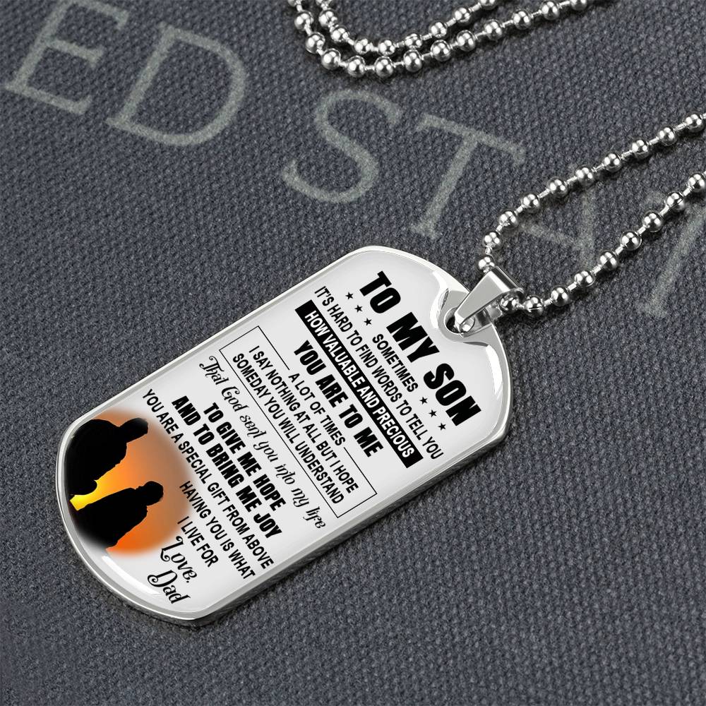 To My Son Dog Tag From Dad, Father And Son Necklace For Him