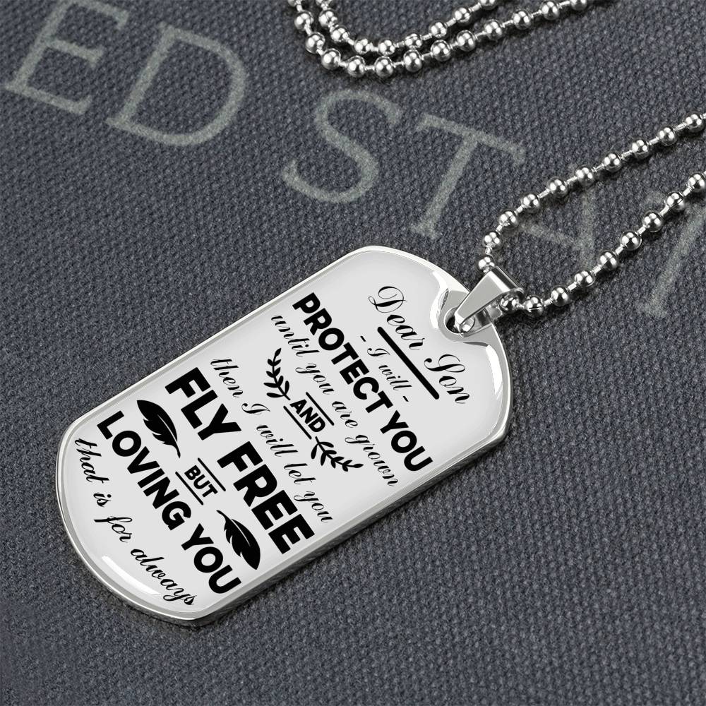 Dear Son Dog Tag Gift For Him, To My Son Necklace Loving You