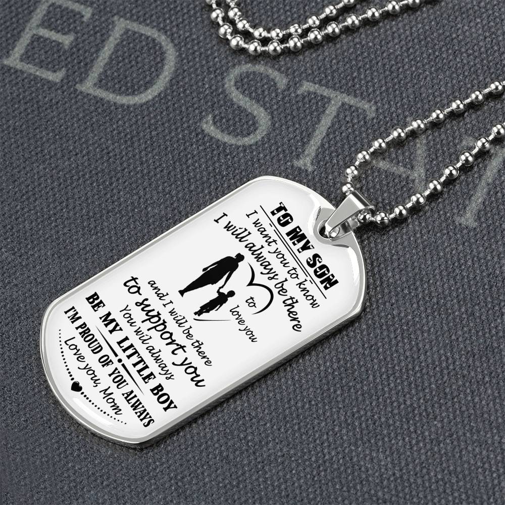 Mom And Son Gift Jewelry, To My Son Dog Tag From Mom On Christmas, Birthday