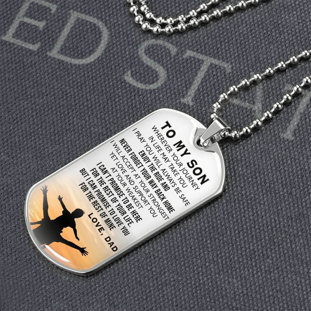 To My Son Dog Tag Necklace Wherever You Journey Gifts From Daddy's