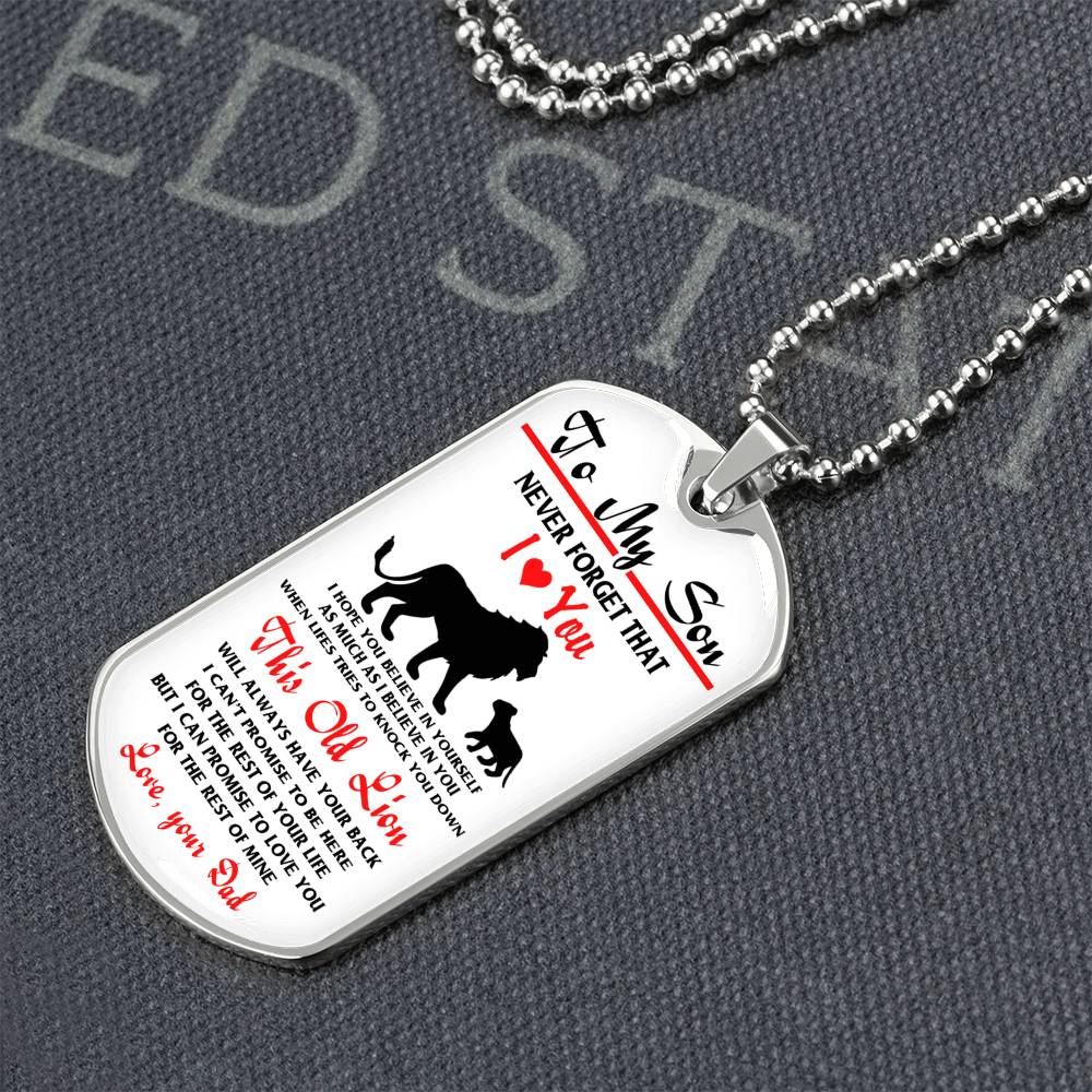 To My Son Lion DOg Tag Gift For Son, Father And Son Jewelry GIft On Xmas
