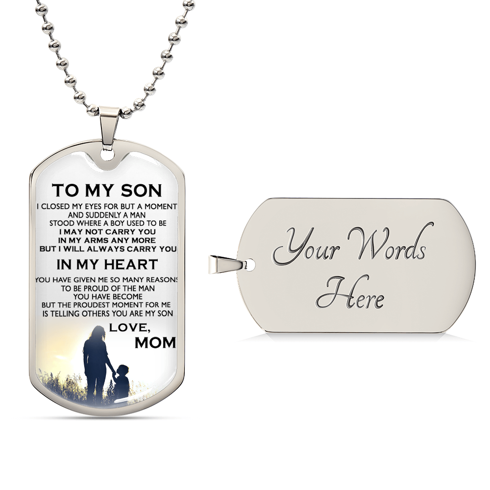 Dog Tag Necklace To My Son In My Heart Dog Tag Gift From Mom