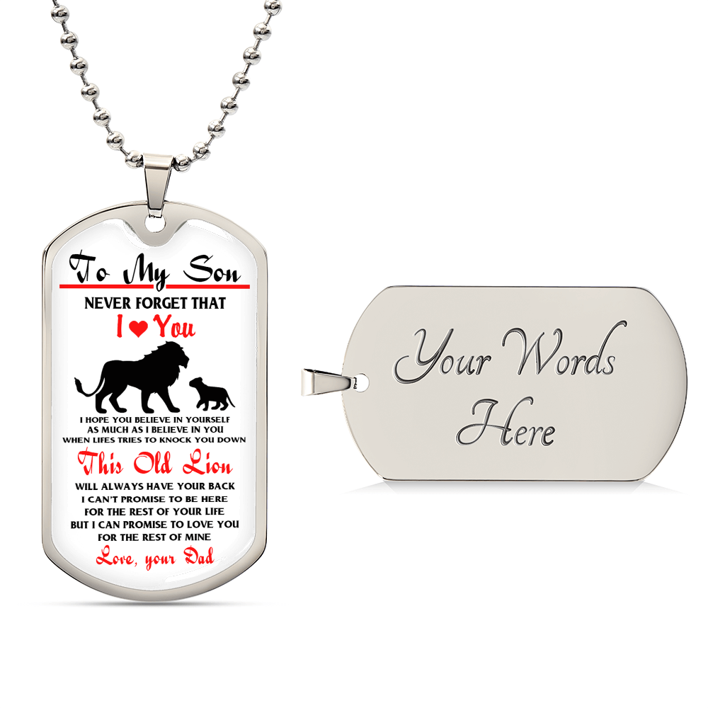 To My Son Lion DOg Tag Gift For Son, Father And Son Jewelry GIft On Xmas