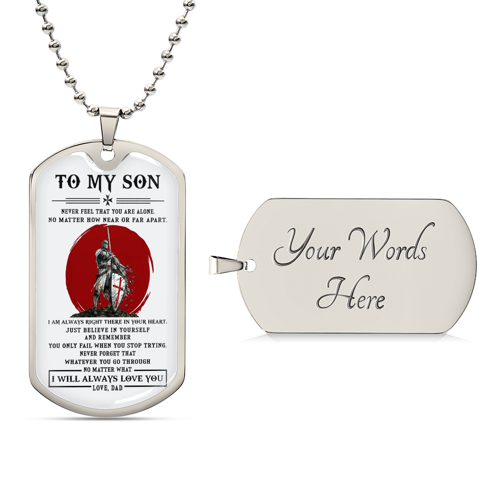 To My Son Dog Tag From Dad, Jewelry Gift For Son On Anniversary Xmas