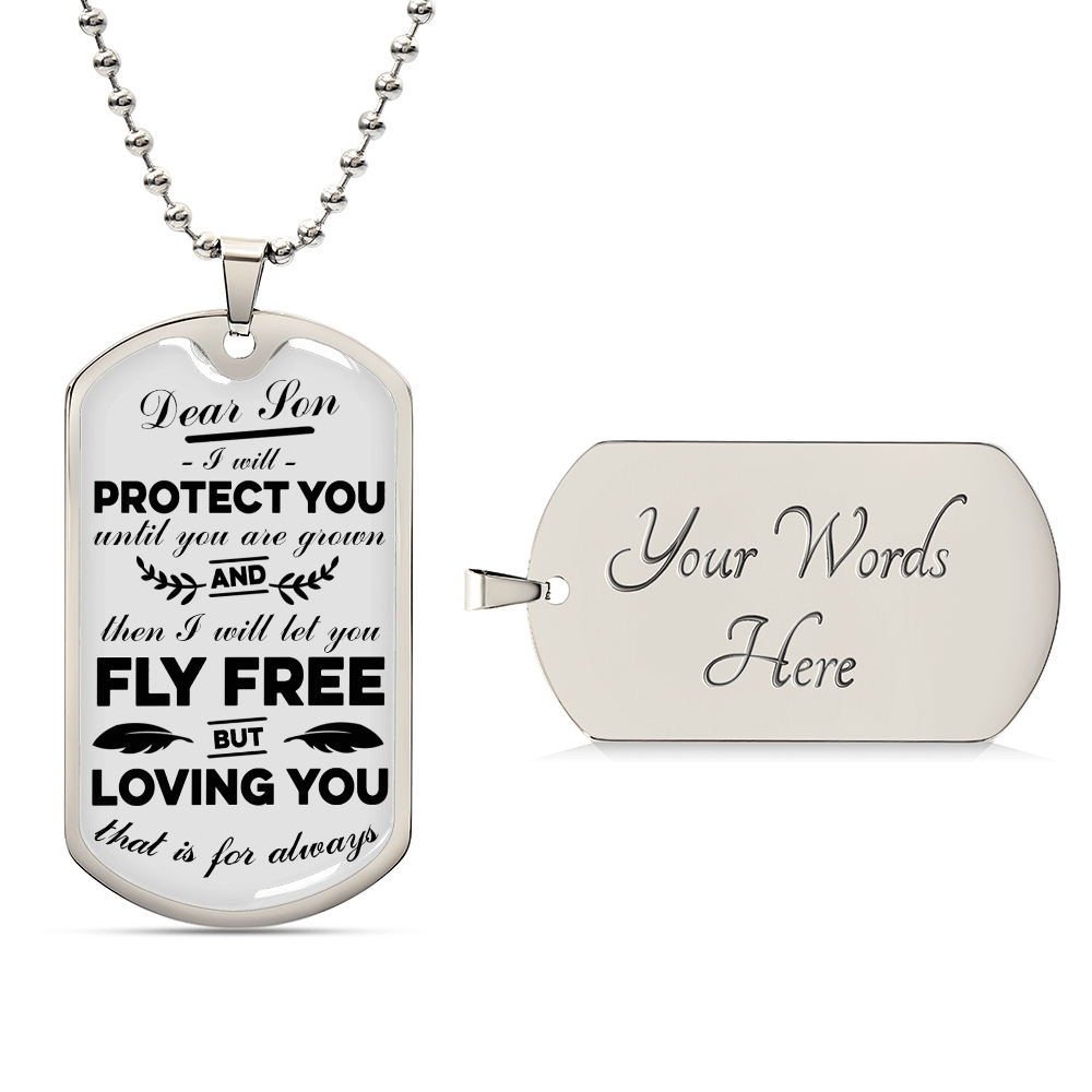 Dear Son Dog Tag Gift For Him, To My Son Necklace Loving You