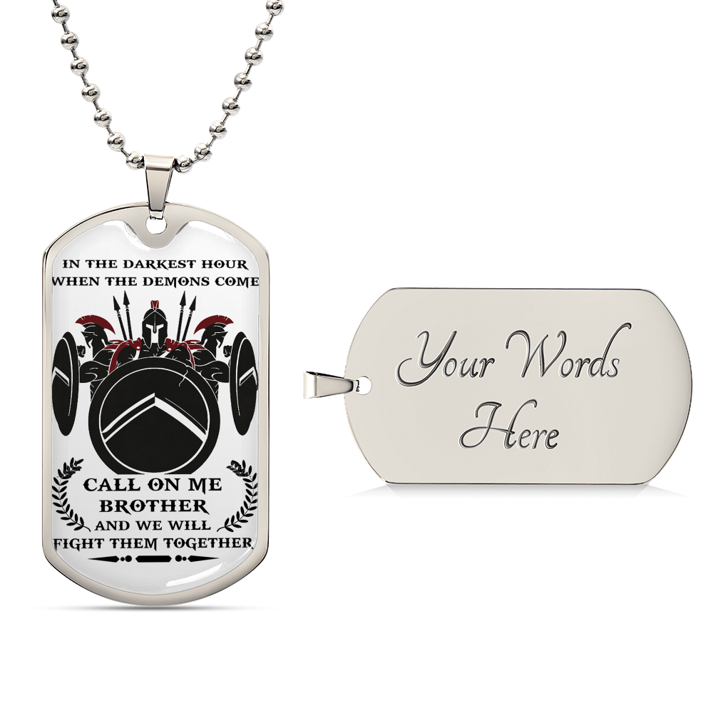 Spartan Brother Dog Tag Chain Spartan Knight Warrior Gifts From Brother
