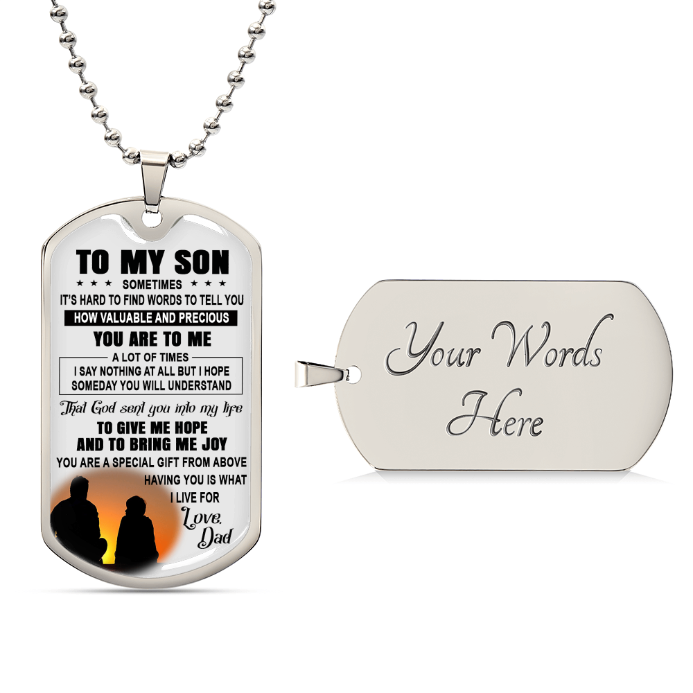 To My Son Dog Tag From Dad, Father And Son Necklace For Him