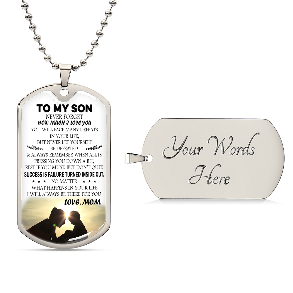 Mom And Son GIft Jewelry, To My Son Dog Tag From Mom Chain For Son