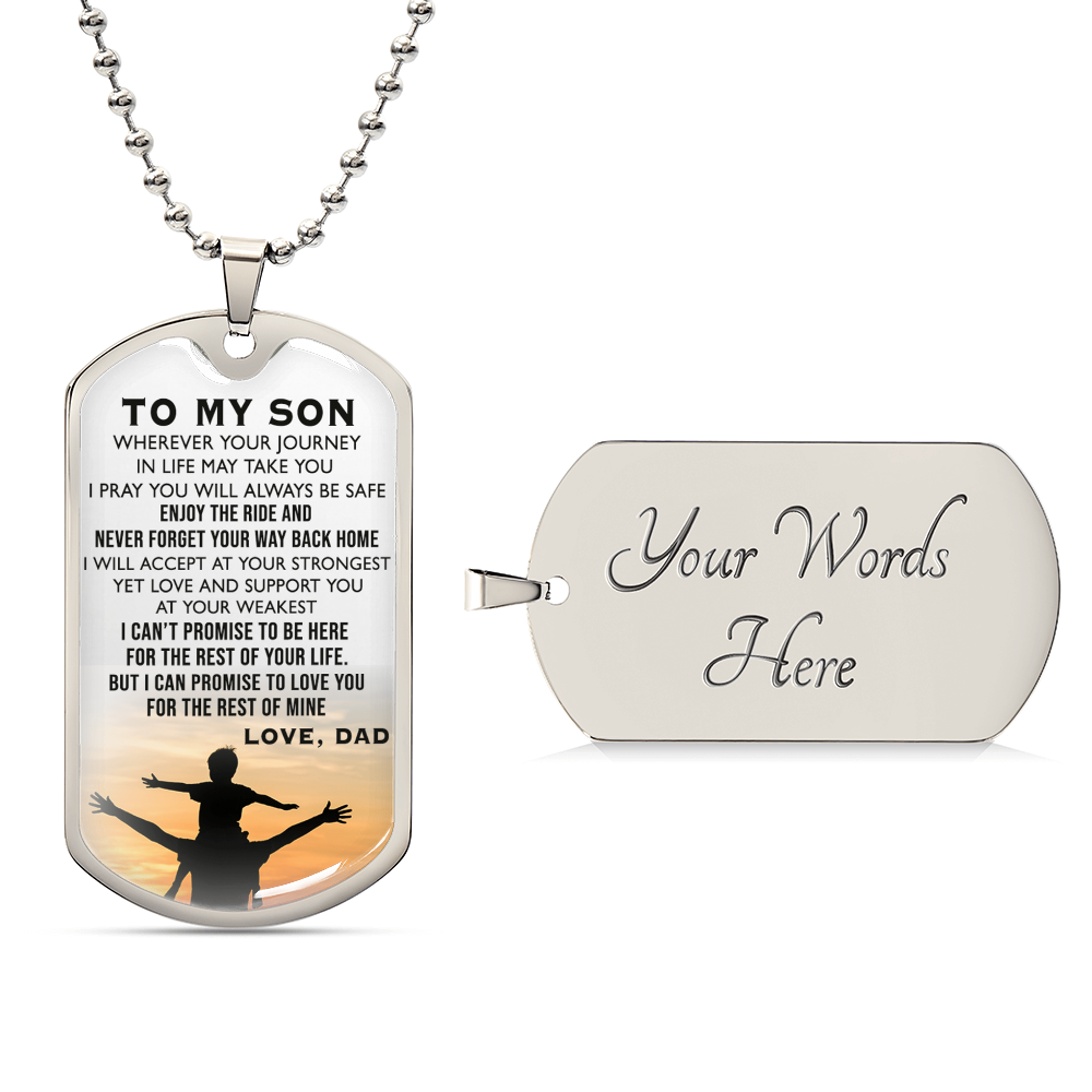 To My Son Dog Tag Necklace Wherever You Journey Gifts From Daddy's