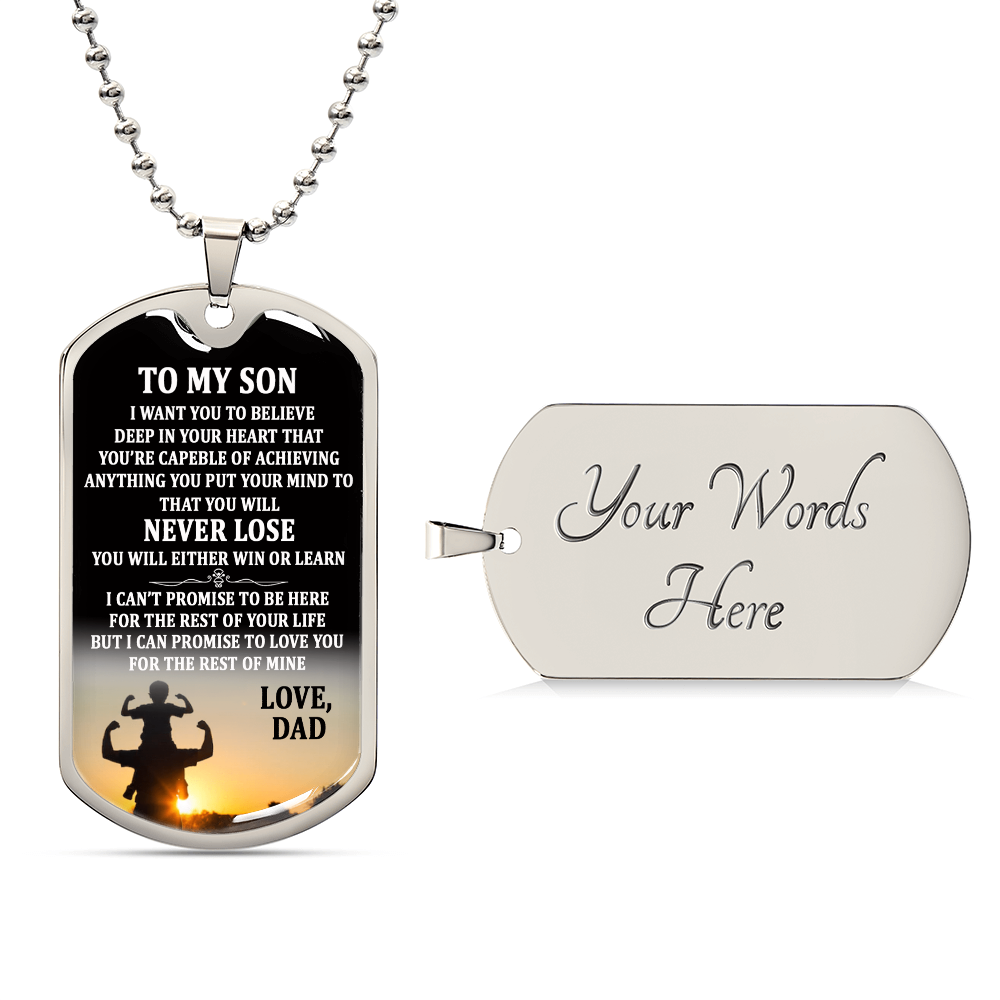Father And Son Dog Tag - To My Son Custom Dog Tag Chain Gifts From Daddy's