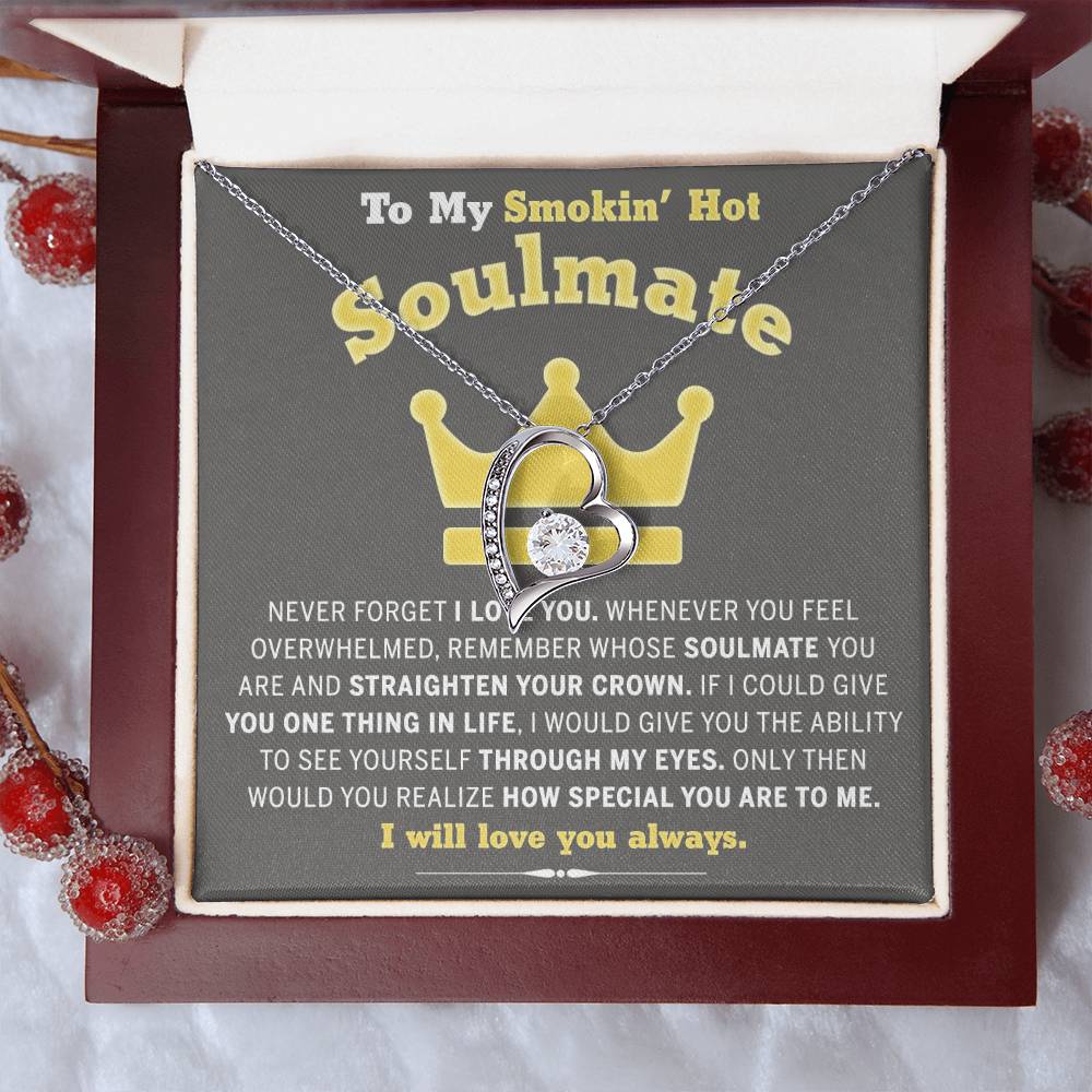 To My Smokin Hot Soulmate Necklace - Wife Gifts From Husband To My Wife Necklace, Gift for Her Romantic, Girlfriend Gifts Necklace for Wife from Men Includes Message Card and Gift Box 29 Forever Love Necklace