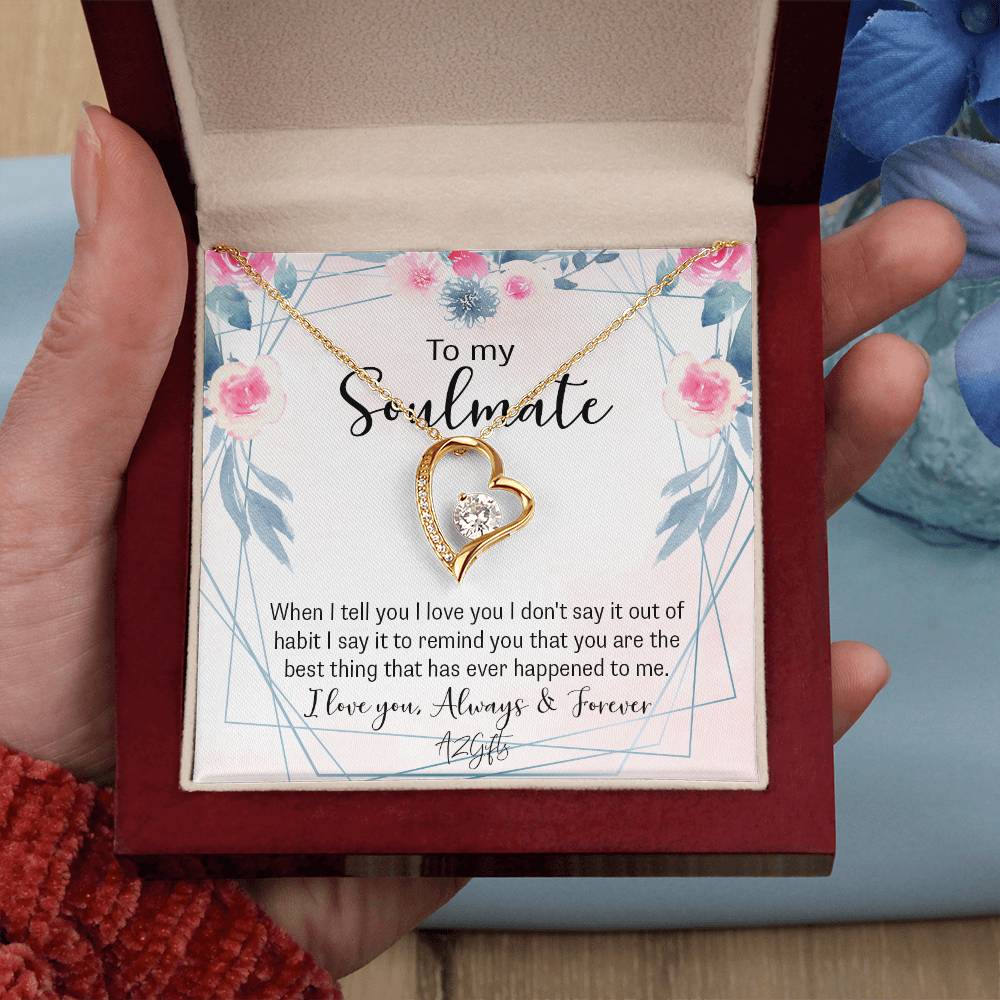 To My Soulmate Necklace for Women Birthday Christmas Jewelry Gifts For My Wife with Message Card Box Personalized Gift Present Pendant for Future Wife Soulmate Girlfriend Love Forever Love Necklace