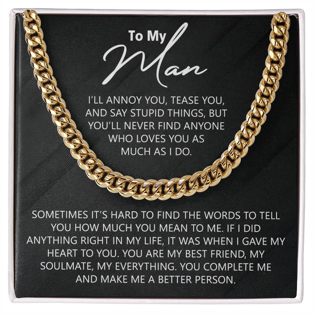 To My Man Cuban Chain Necklace for Him Birthday Gift for Him Christmas Present 175443805580