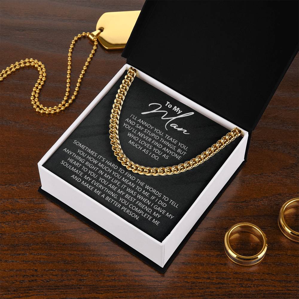 To My Man Cuban Chain Necklace for Him Birthday Gift for Him Christmas Present 175443805580