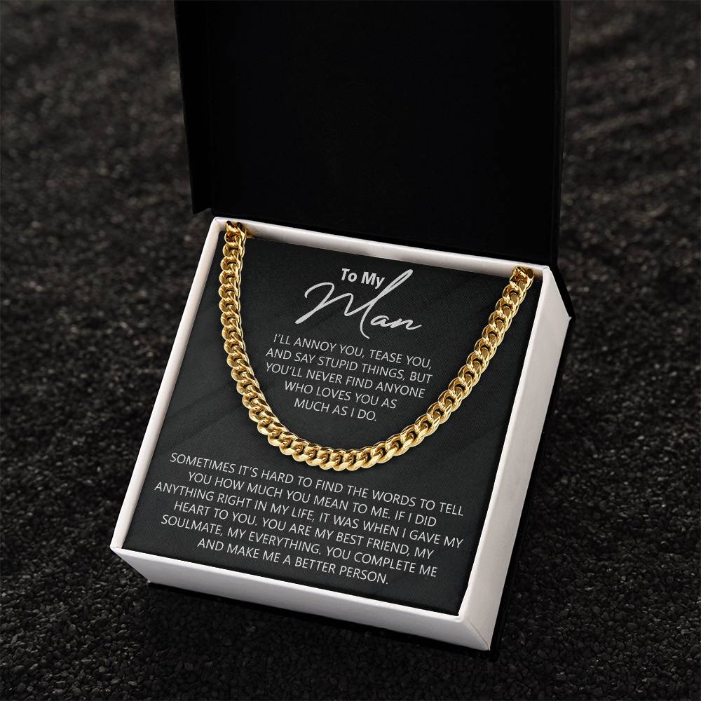 To My Man Cuban Chain Necklace for Him Birthday Gift for Him Christmas Present 175443805580