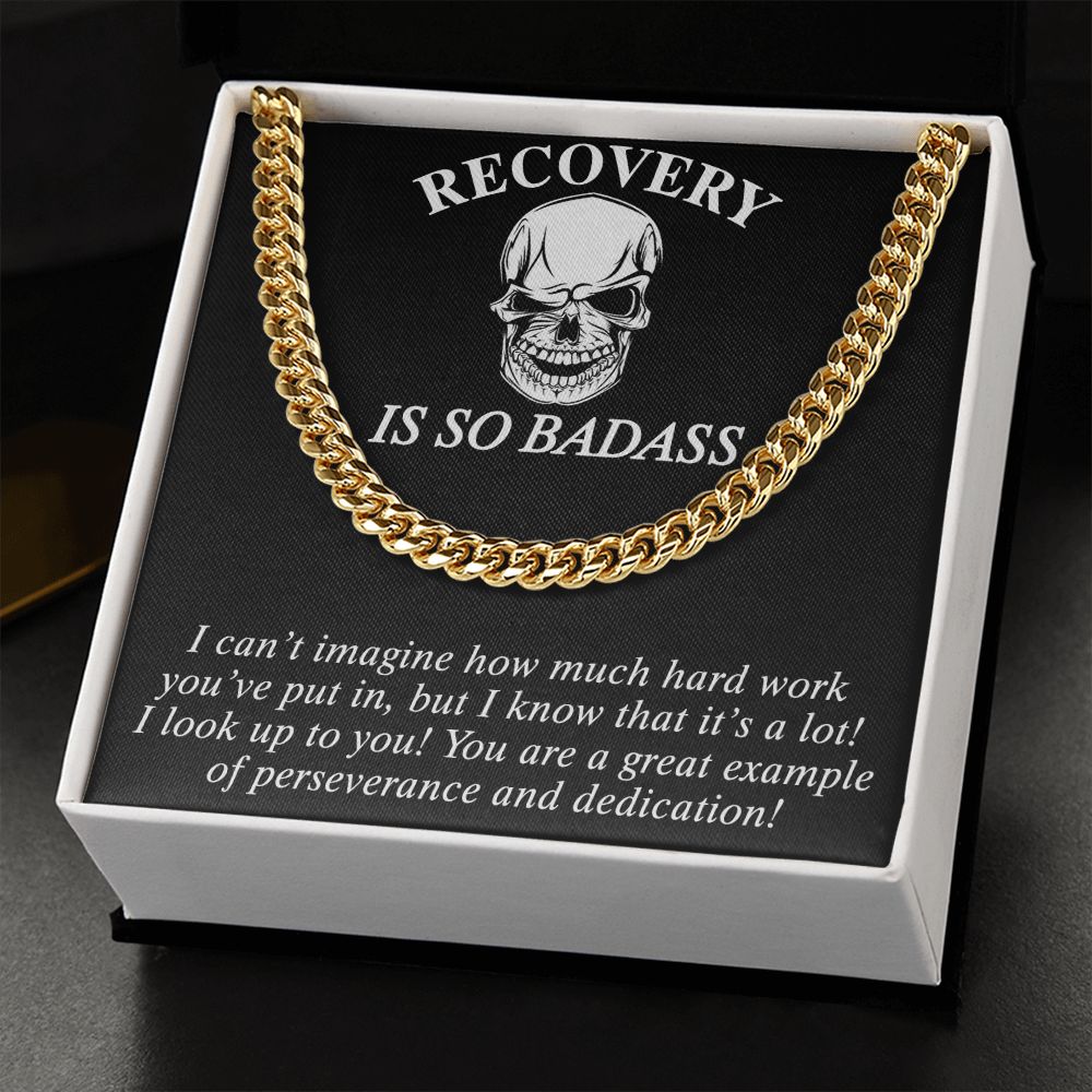 Cuban Link Chain Sobriety Gift Addiction Recovery Necklace, Sobriety Anniversary 175092910955