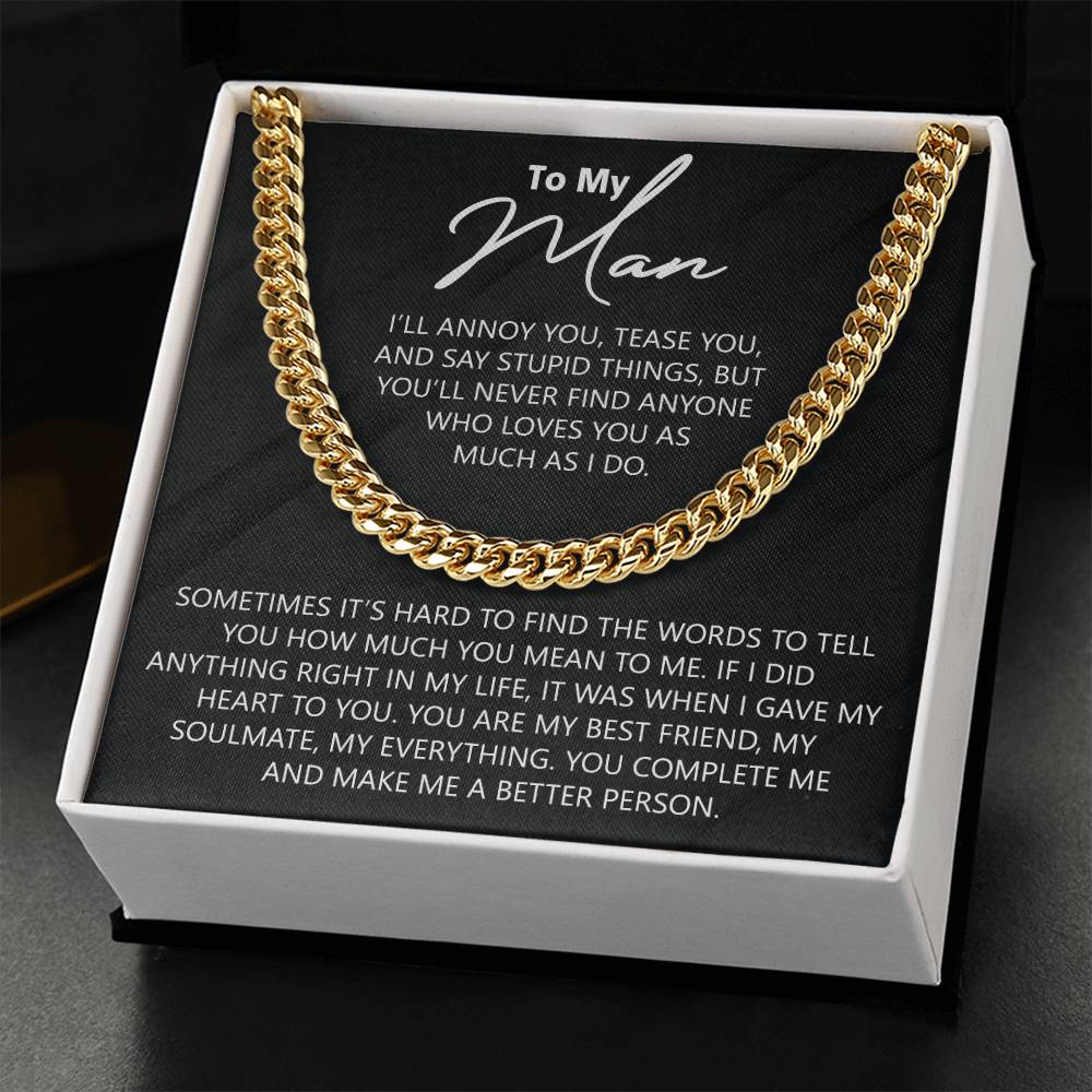 To My Man Cuban Chain Necklace for Him Birthday Gift for Him Christmas Present 175443805580