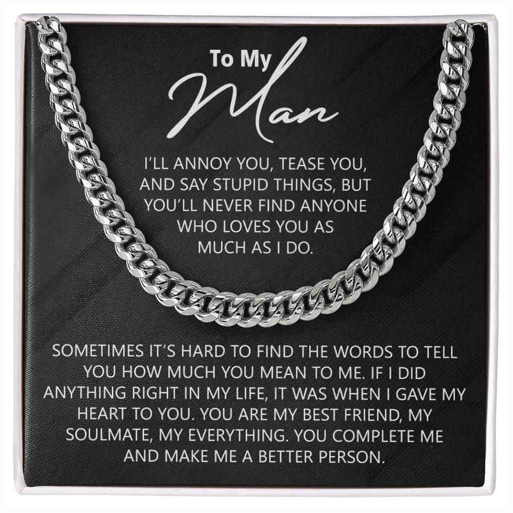 To My Man Cuban Chain Necklace for Him Birthday Gift for Him Christmas Present 175443805580