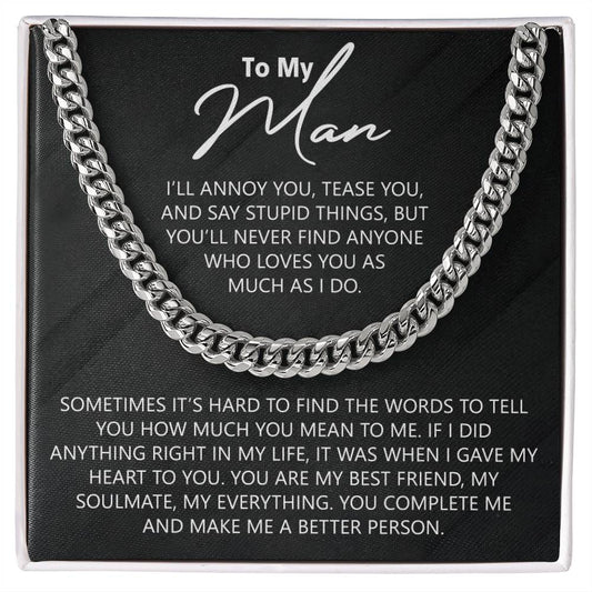 To My Man Cuban Chain Necklace for Him Birthday Gift for Him Christmas Present 175443805580