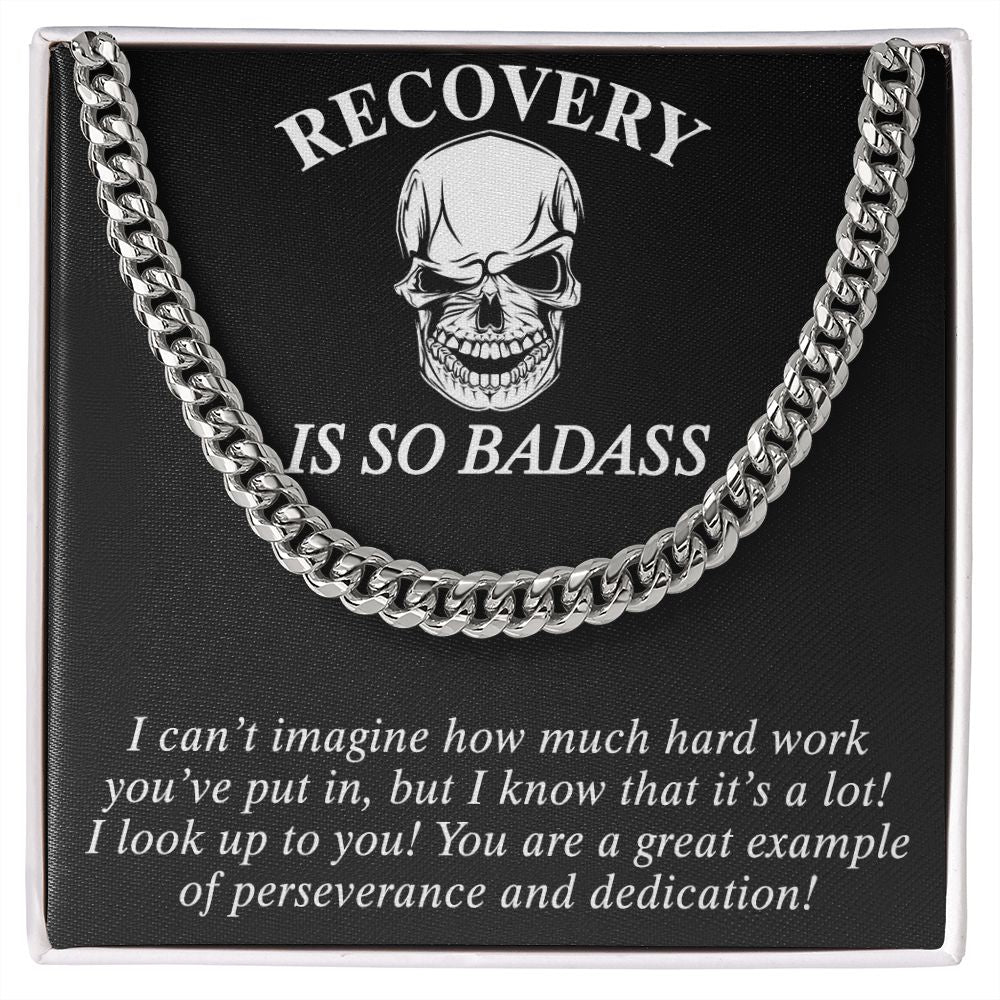 Cuban Link Chain Sobriety Gift Addiction Recovery Necklace, Sobriety Anniversary 175092910955