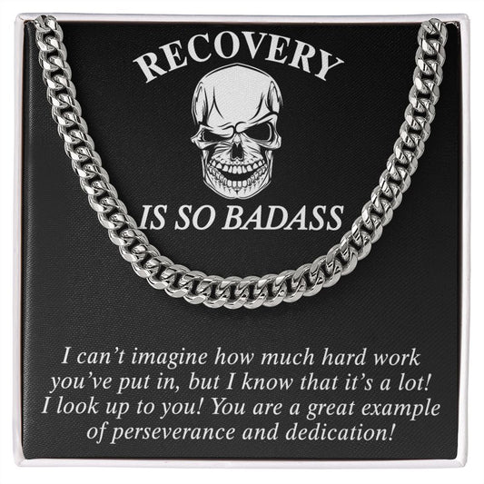 Cuban Link Chain Sobriety Gift Addiction Recovery Necklace, Sobriety Anniversary 175092910955