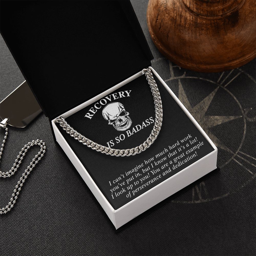 Cuban Link Chain Sobriety Gift Addiction Recovery Necklace, Sobriety Anniversary 175092910955