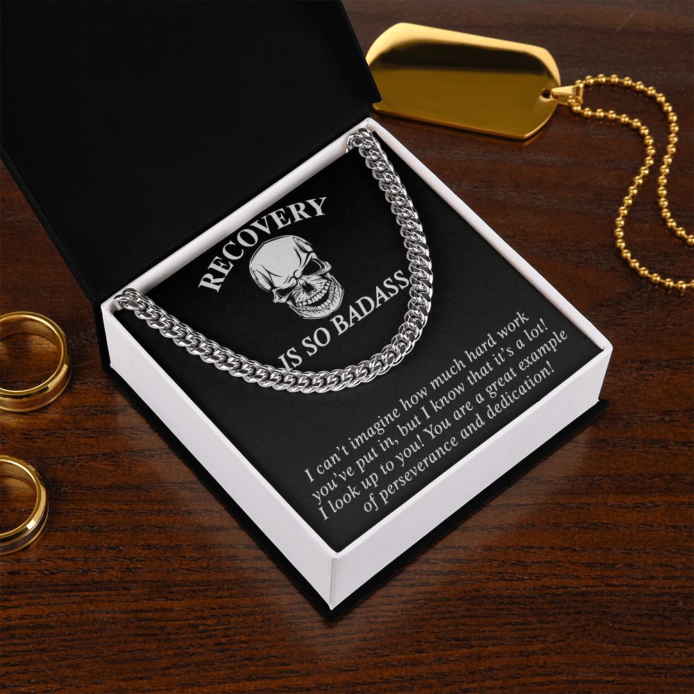 Cuban Link Chain Sobriety Gift Addiction Recovery Necklace, Sobriety Anniversary 175092910955