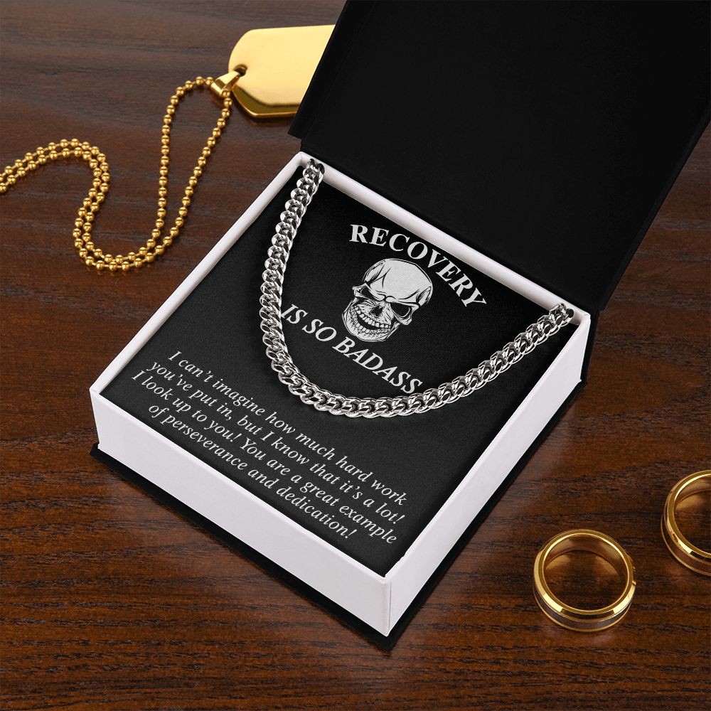 Cuban Link Chain Sobriety Gift Addiction Recovery Necklace, Sobriety Anniversary 175092910955