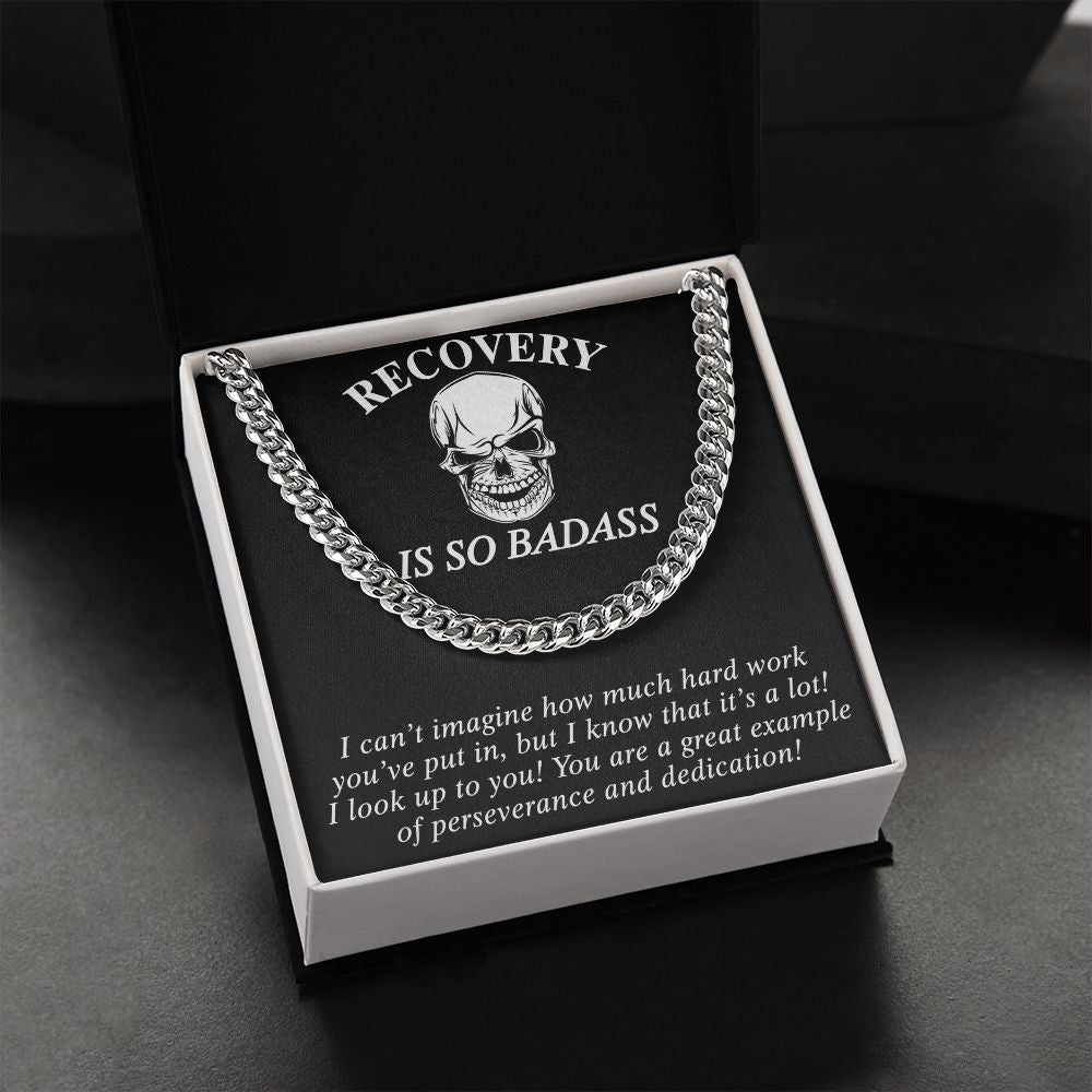 Cuban Link Chain Sobriety Gift Addiction Recovery Necklace, Sobriety Anniversary 175092910955