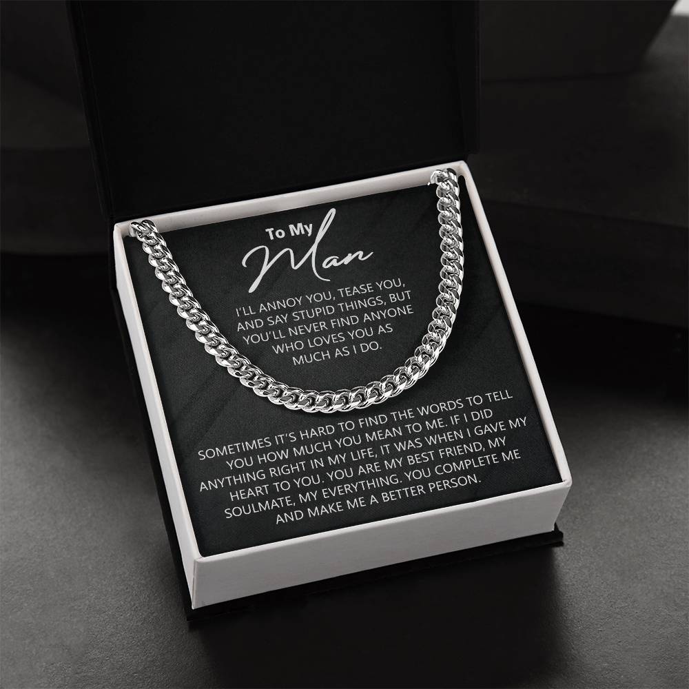 To My Man Cuban Chain Necklace for Him Birthday Gift for Him Christmas Present 175443805580