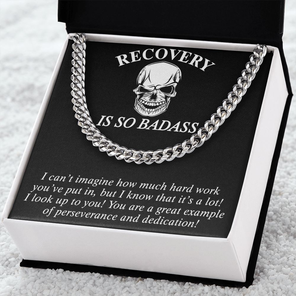 Cuban Link Chain Sobriety Gift Addiction Recovery Necklace, Sobriety Anniversary 175092910955