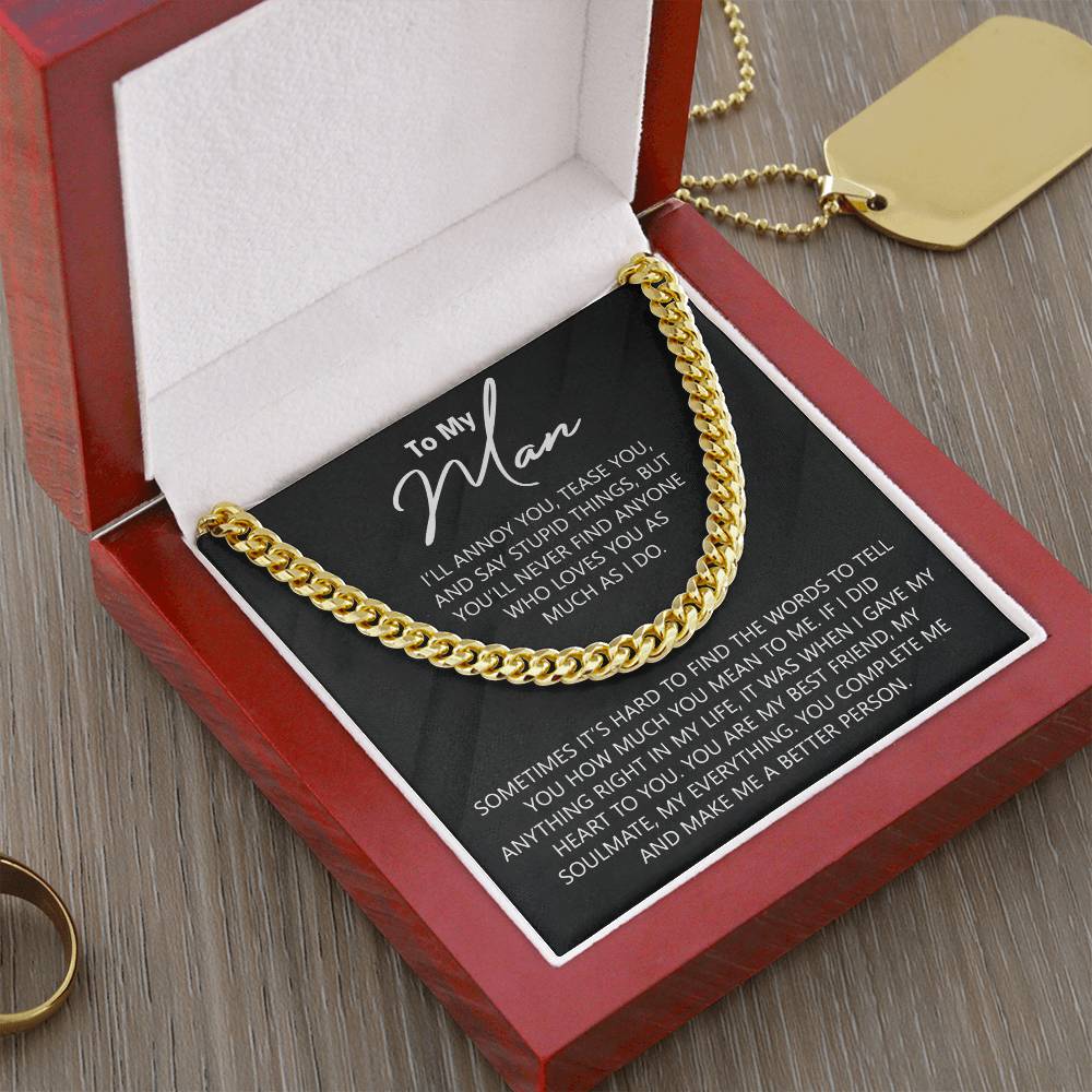 To My Man Cuban Chain Necklace for Him Birthday Gift for Him Christmas Present 175443805580