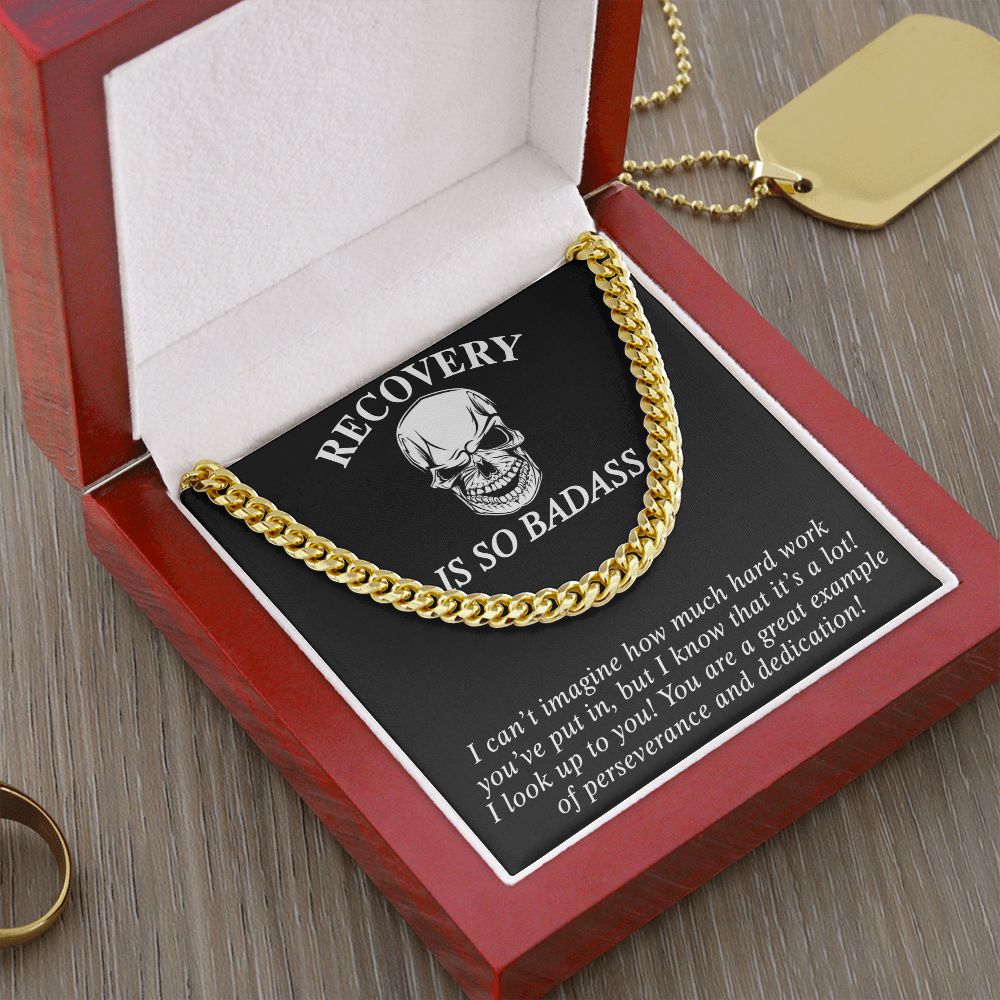 Cuban Link Chain Sobriety Gift Addiction Recovery Necklace, Sobriety Anniversary 175092910955