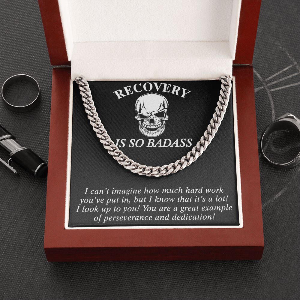 Cuban Link Chain Sobriety Gift Addiction Recovery Necklace, Sobriety Anniversary 175092910955