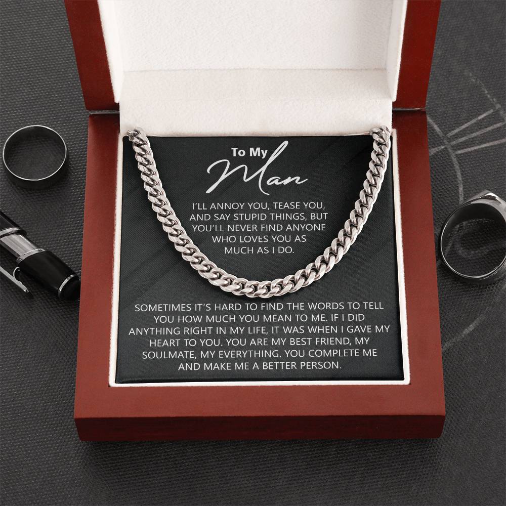 To My Man Cuban Chain Necklace for Him Birthday Gift for Him Christmas Present 175443805580