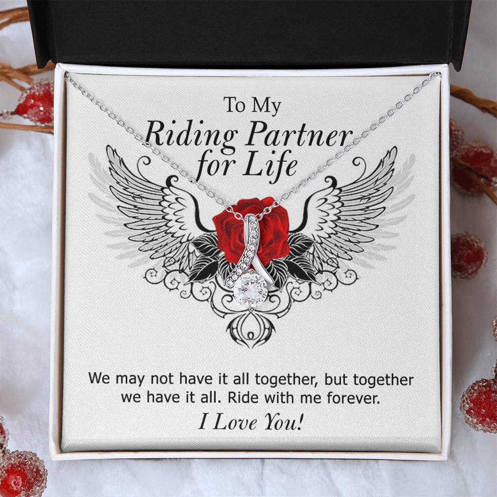 To My Riding Partner For Life Necklace, Motorcycle Gift Soulmate Girlfriend Wife