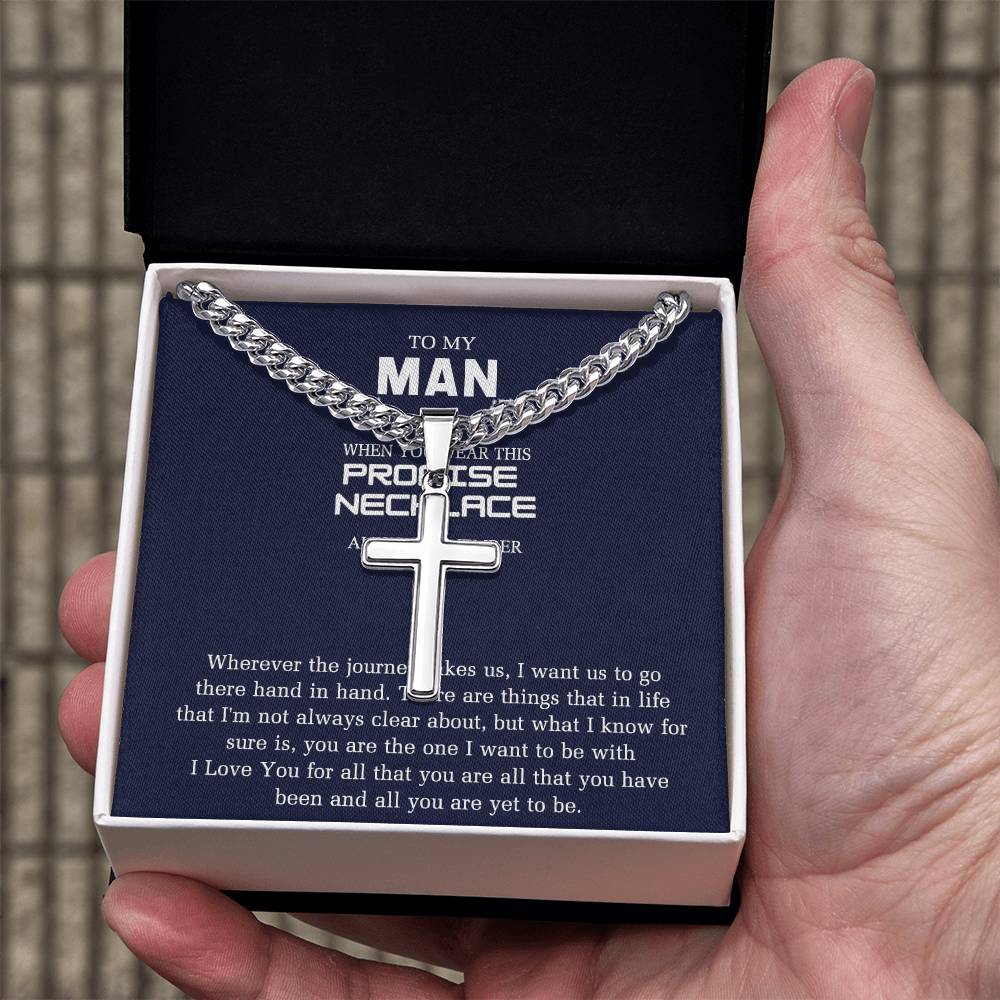 To My Man Cross Necklace From Girl, Woman, Sentimental Gifts Necklace for Man, Boyfriend Birthday Unique, Stainless Cross Necklace Gift For Man, Jewelry Gift For Men, Man Gift Necklace For Him