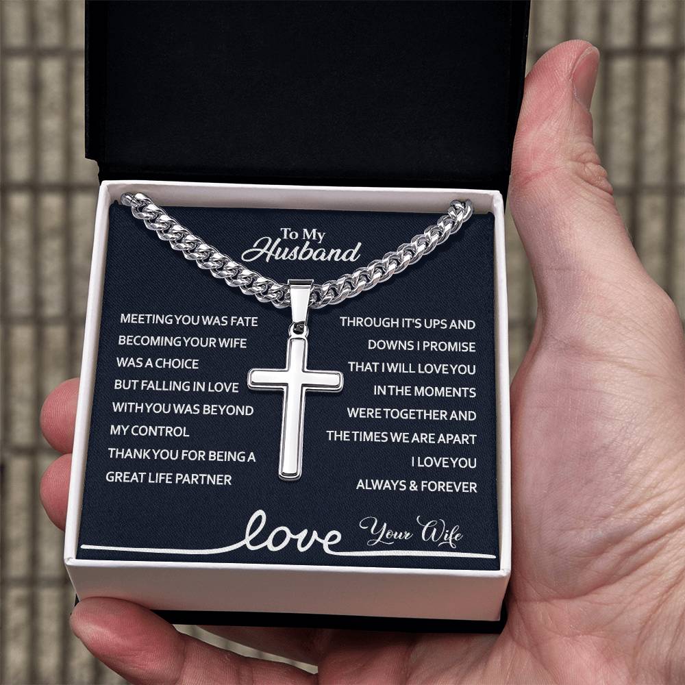 Husband And Wife Necklace Pendant, To My Husband Cross Necklace From Wife, Husband Gift Necklace From Wife, Jewelry Gift For Mens, Man Gift Necklace For Him, Wife To Husband Necklace Pendants