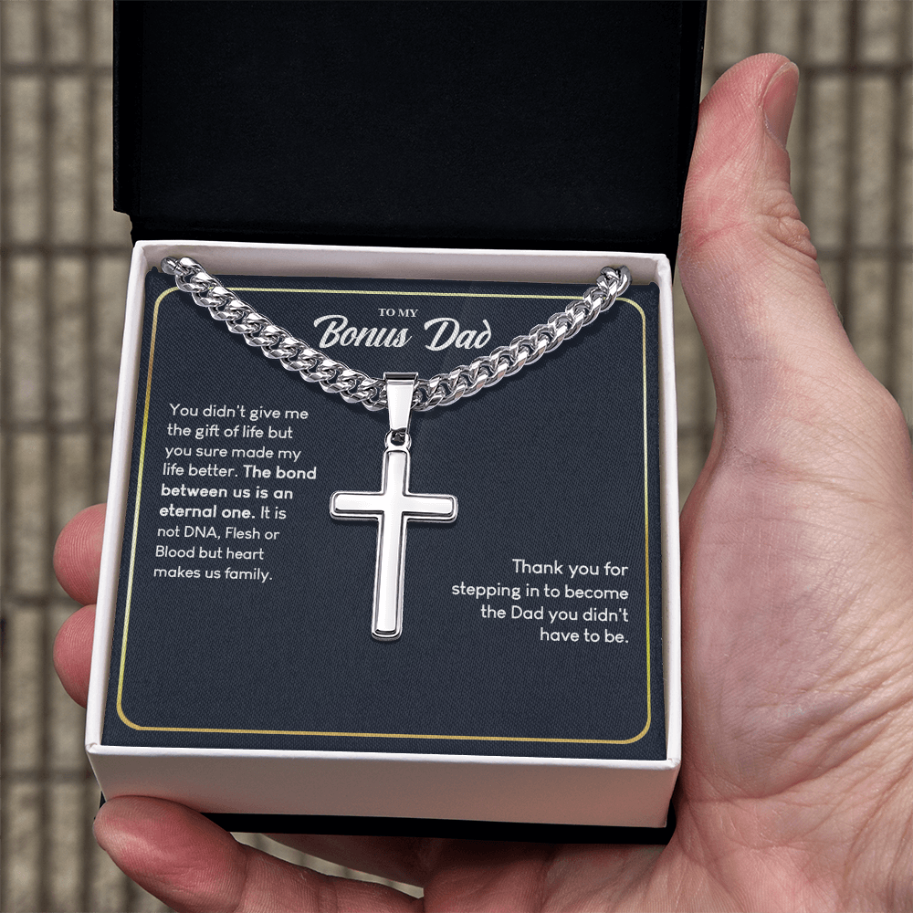Bonus Dad Gift Necklace, Thank You For Dad Necklace, To My Bonus Dad Necklace From Daughter, Not DNA Necklace Gift For Dad From Bonus Daughter, Bonus Dad And Bonus Daughter Necklace Gift For Him