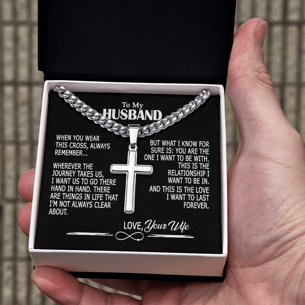 To My Husband Cross Necklace From Wife, Wife And Husband Necklace Pendant, Jewelry Gift For Men, Mans Gift Necklace For Him, Husband Gift Necklace, Wife To Husband Cross Pendant, Husband Gift