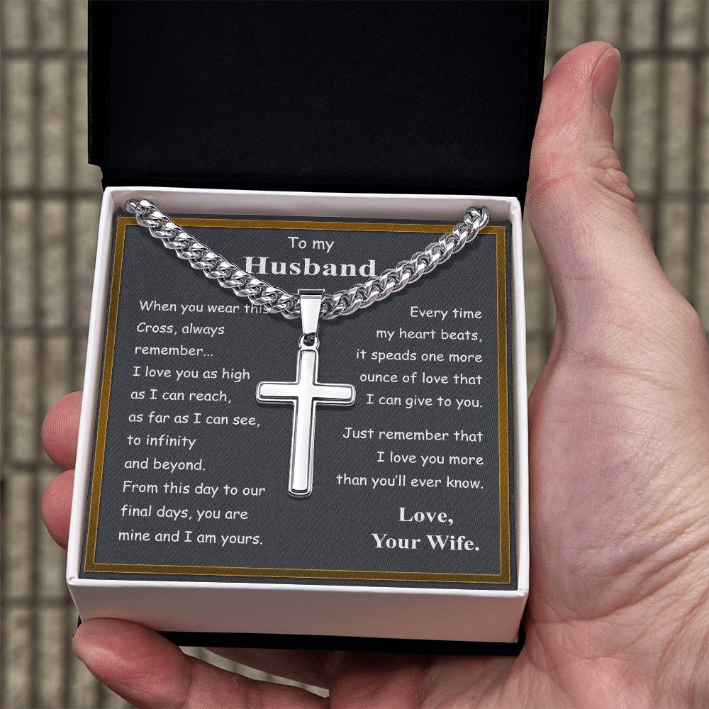To My Husband Cross Necklace From Wife, Husband And Wife Cross Necklace, Jewelry Gift For Men, Man Gift Necklace, Wife To Husband Cross Necklace Pendant, My Husband Gift Necklace Gift For Him