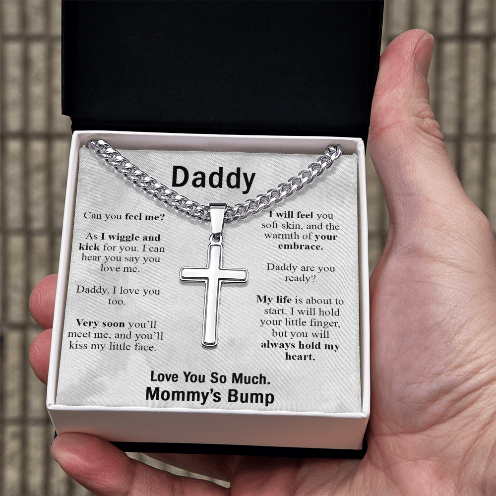 Daddy Gift Necklace, To My Dad Cross Necklace From Daughter, Mommy's Bump Necklace, Father And Daughter Cross Pendant, Jewelry Gift For Men, Mans Gift Necklace To Necklace For Dad From Daughter