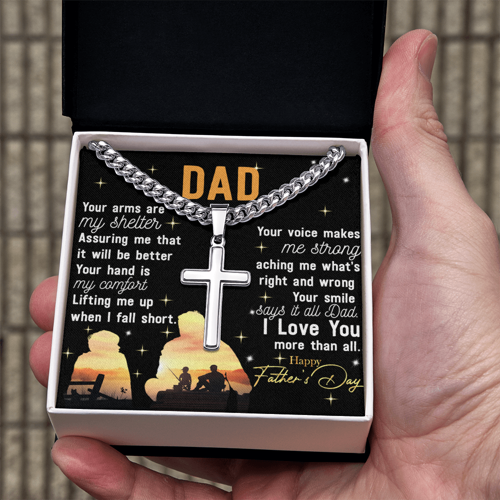 Father's Day Necklace Gift, To My Dad Cross Necklace Gift From Son, Father And Son Cross Necklace Gift For Him, Jewelry Gift For Man, Dad Gift Necklace, Happy Father's Day Necklace, Pendant For Dad