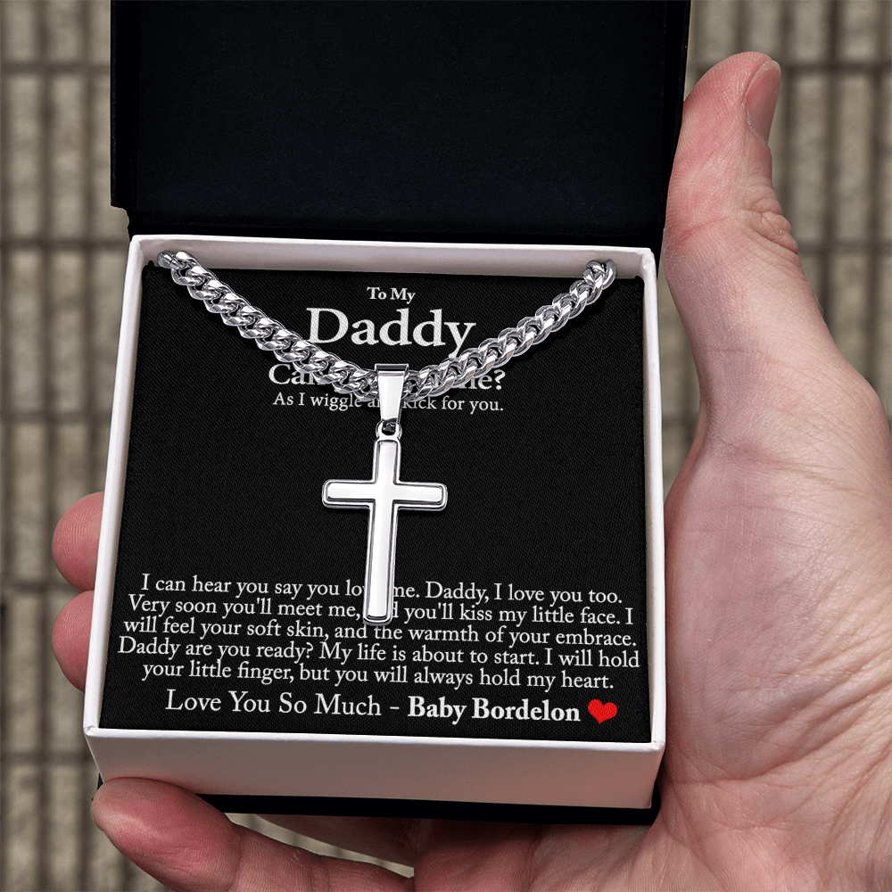 Daddy Cross Pendant, To My Dad Cross Necklace From Daughter, Jewelry Gift For Men, Father And Daughter Cross Necklace I Love You Daddy Necklace Gift For Dad, Father's Day Cross Necklace For Dad