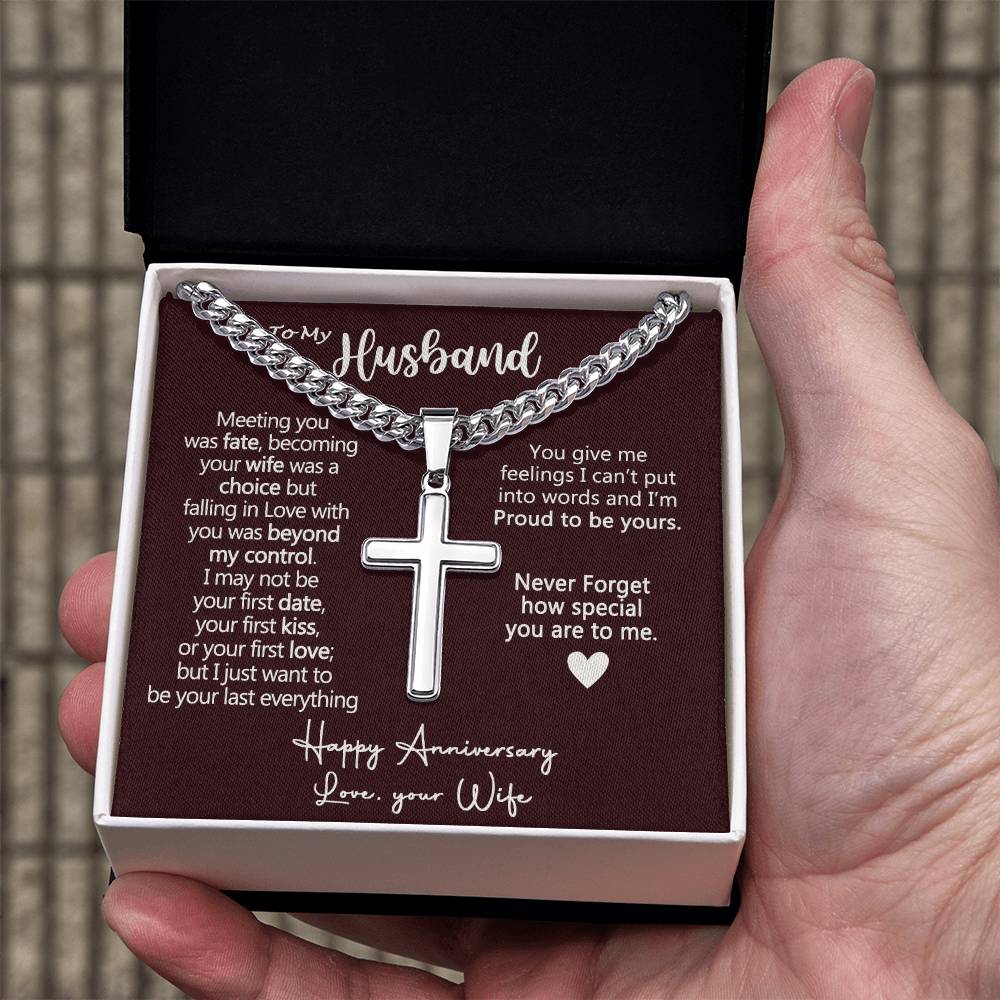 To My Husband Cross Necklace from Wife, Soulmate And Man Cross Necklace, Husband And Wife Necklace Gift, Jewelry Gift For Men, Mans Gift Necklace Gift, Necklace Gift For Husband, Happy Necklace