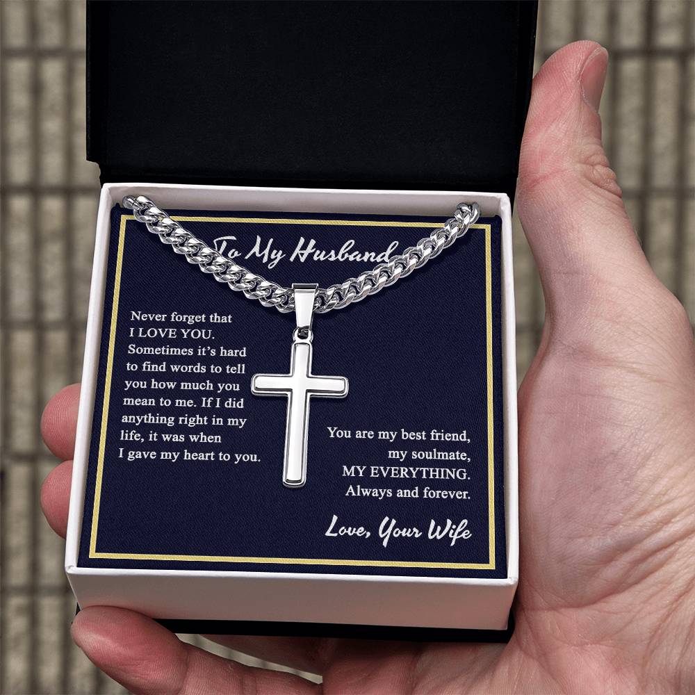 Cross Necklace Gift For Husband, To My Husband Necklace From Wife, Soulmate, Husband Gift Necklace For Him, Jewelry Gift For Men, Mans Gift Necklace Pendant Husband And Wife Gift Pendant From Her