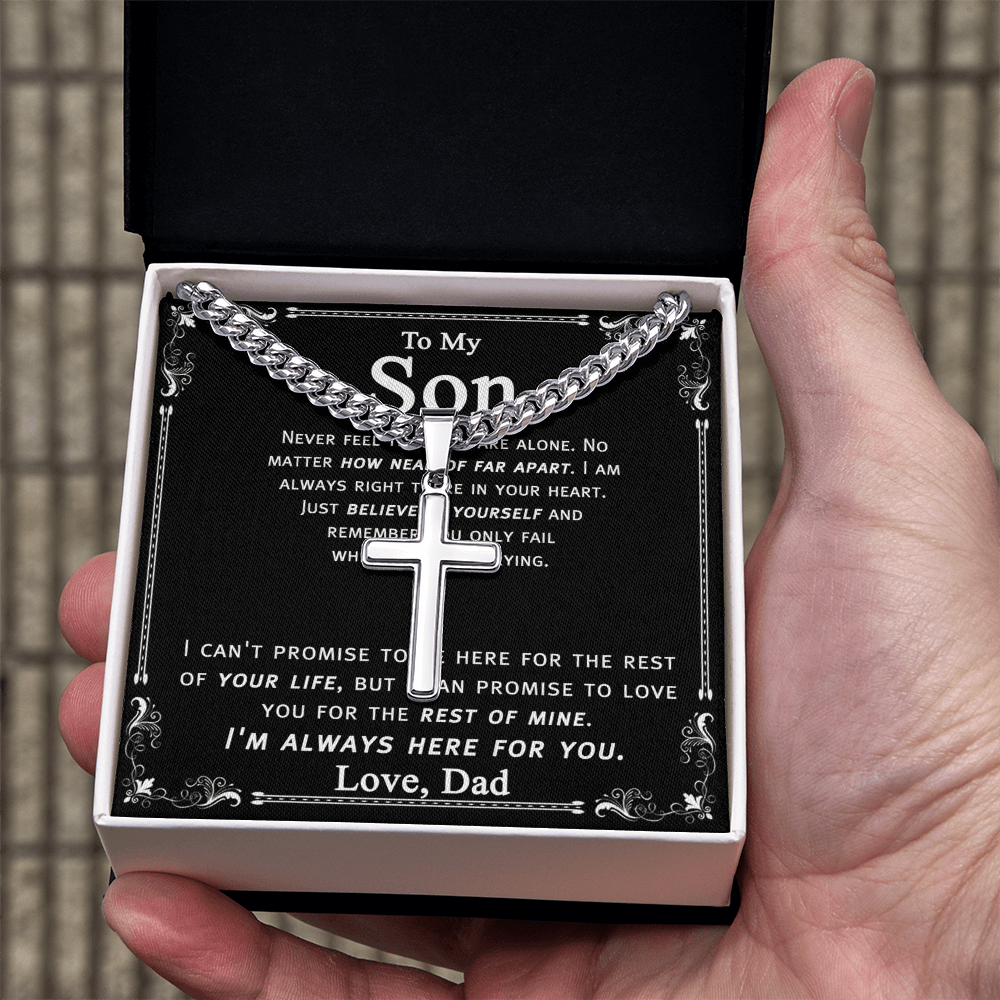 Father Son Gifts Cross Necklace Gift For My Son, Jewelry Gift for Son From Dad, Father to Son Necklace Dad and Son Gift Cross Pendant Gift For Son From Dad, Father Son Jewelry Gift for Men Boys